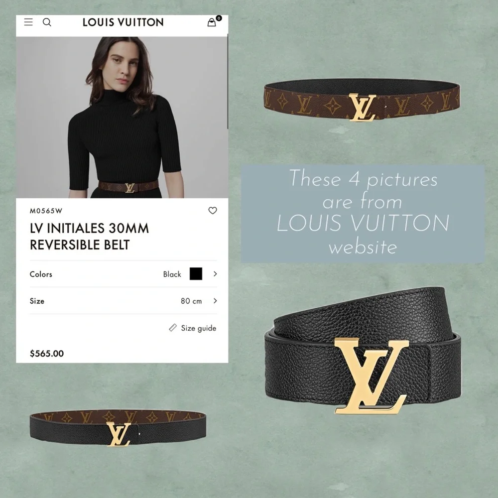 Louis Vuitton Brown Monogram LV Buckle Belt with Gold Hardware